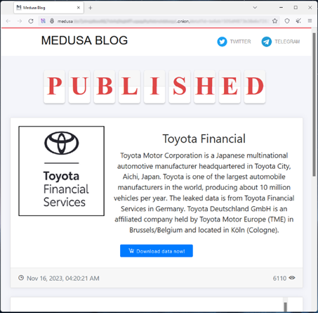 丰田汽车金融公司遭勒索软件攻击